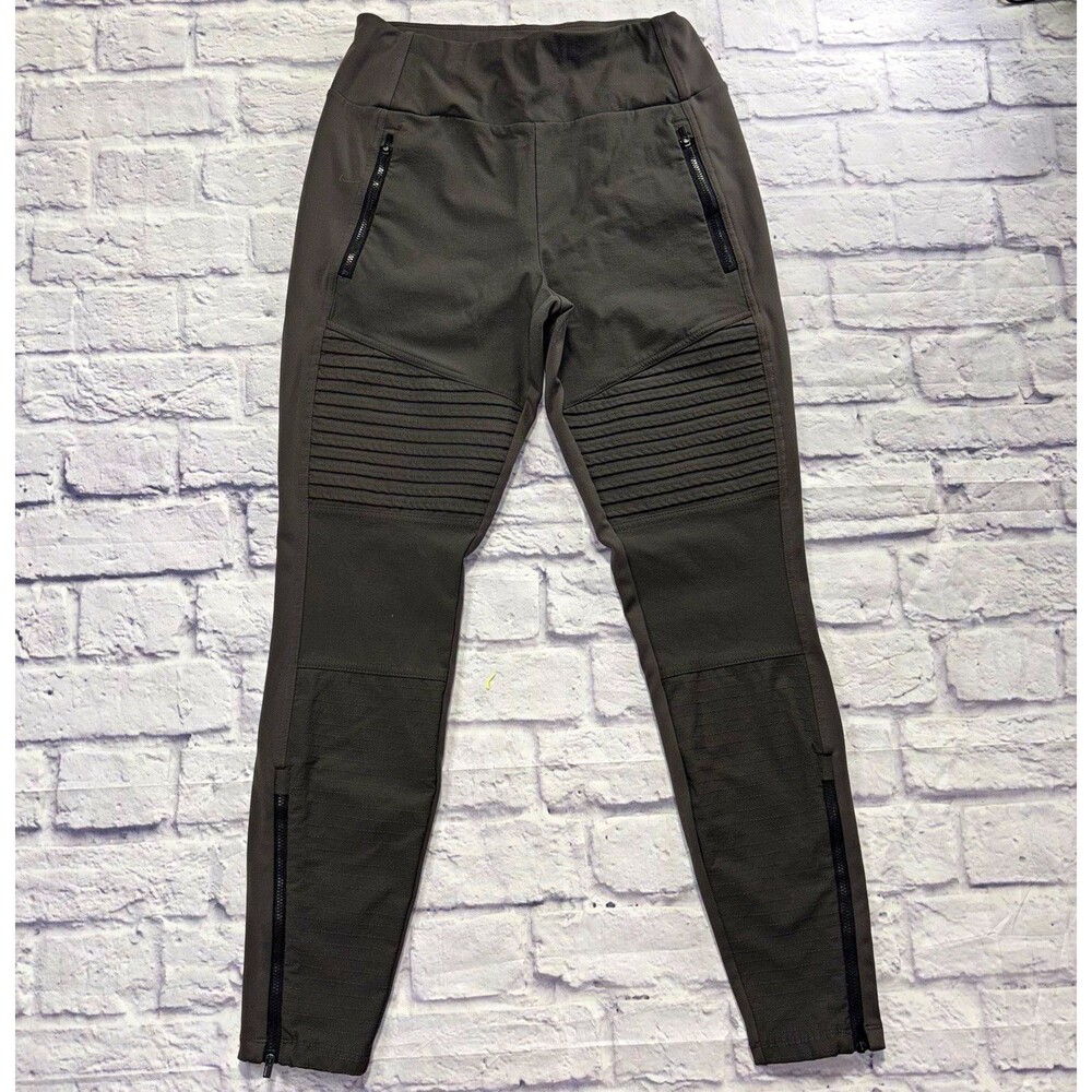 Athleta Headlands Hybrid Moto Size 10 Gray Black Zip Pocket Leggings
